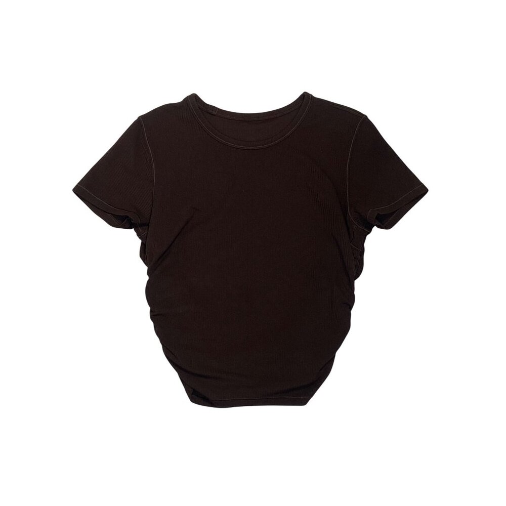 lululemon athletica Brown Fitted Ruched Short Sleeve Tee